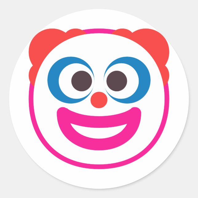 Clown Face Cute and Funny Editable Colours Emoji Classic Round Sticker (Front)