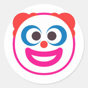 Clown Face Cute and Funny Editable Colours Emoji Classic Round Sticker