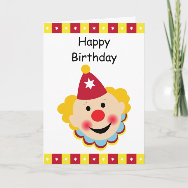 Clown Face Happy Birthday Card (Front)