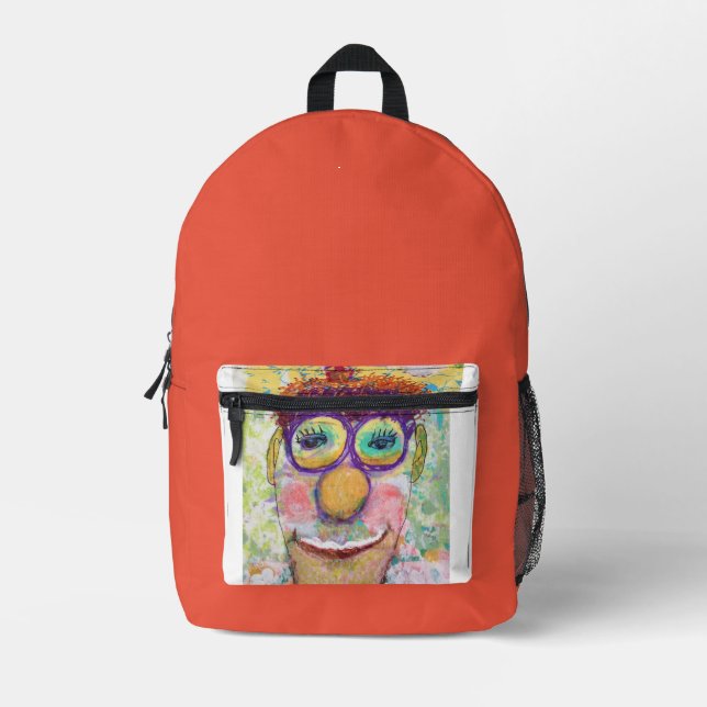 Clown Face Printed Backpack (Front)