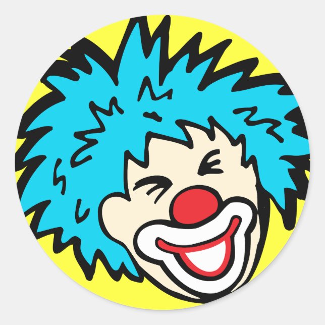 Clown face with blue hair smile sticker (Front)