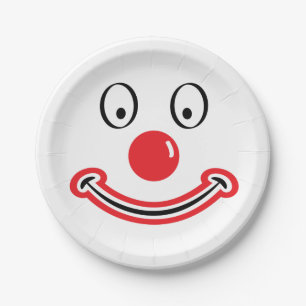 Clown face with red nose. Clowish face  Paper Plate
