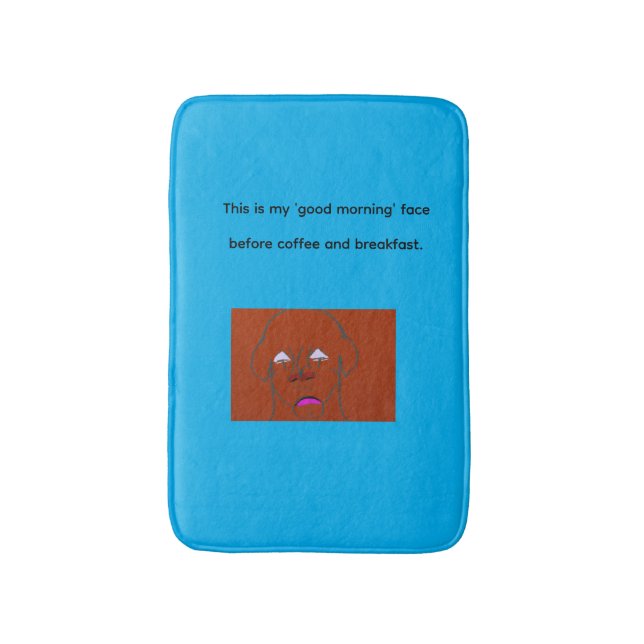 Clown-Faced Dog Cartoon Sketch Bath Mat (Front Vertical)