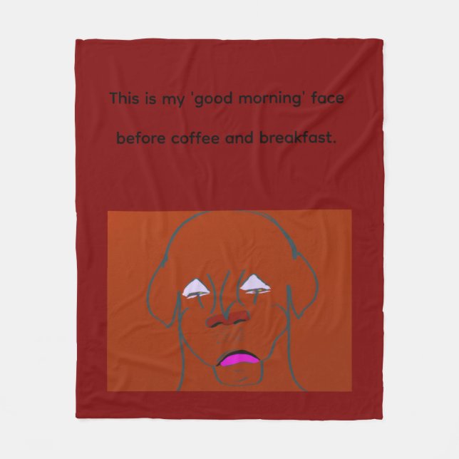 Clown-Faced Dog Cartoon Sketch Fleece Blanket (Front)