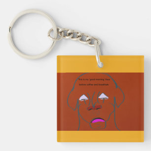 Clown-Faced Dog Cartoon Sketch Keychain