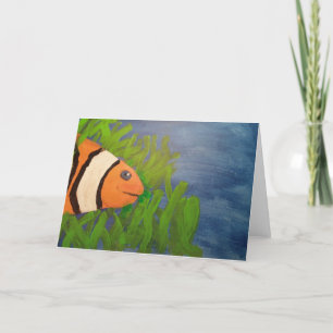Clown fish acrylic painting white note card