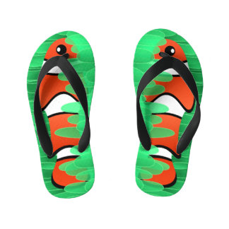 Clown Fish and Beautiful Green Sea Anemone Kid's Flip Flops