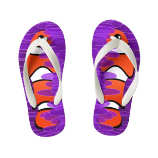 Clown Fish and Beautiful Purple Sea Anemone Kid's Flip Flops