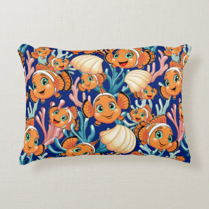 Clown fish Cartoon cute Family Underwater Accent Pillow