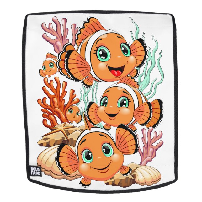 Clown fish Cartoon cute Family Underwater Backpack (Removable Face)