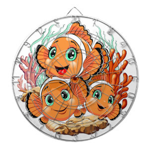 Clown fish Cartoon cute Family Underwater Dartboard