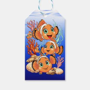 Clown fish Cartoon cute Family Underwater Gift Tags