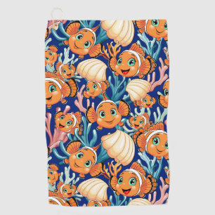 Clown fish Cartoon cute Family Underwater Golf Towel