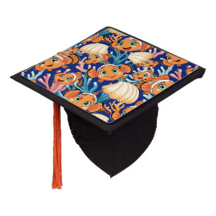 Clown fish Cartoon cute Family Underwater Graduation Cap Topper