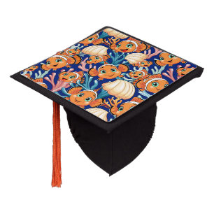 Clown fish Cartoon cute Family Underwater Graduation Cap Topper