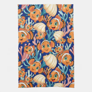 Clown fish Cartoon cute Family Underwater Kitchen Towel