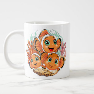 Clown fish Cartoon cute Family Underwater Large Coffee Mug