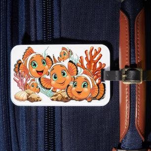 Clown fish Cartoon cute Family Underwater Luggage Tag