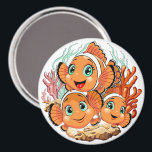 Clown fish Cartoon cute Family Underwater Magnet<br><div class="desc">Cute and Joyful little Clownfish Cartoon Characters swimming together on underwater Coral Reef Background. Original Vector Illustration Copyright BluedarkArt.</div>