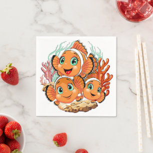 Clown fish Cartoon cute Family Underwater Napkin