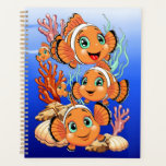 Clown fish Cartoon cute Family Underwater Planner<br><div class="desc">Cute and Joyful little Clownfish Cartoon Characters swimming together on underwater Coral Reef Background. Original Vector Illustration Copyright BluedarkArt.</div>