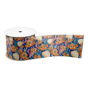 Clown fish Cartoon cute Family Underwater Satin Ribbon