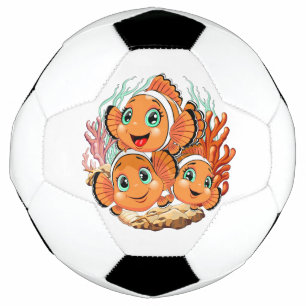 Clown fish Cartoon cute Family Underwater Soccer Ball