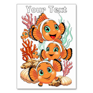 Clown fish Cartoon cute Family Underwater Table Number
