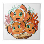 Clown fish Cartoon cute Family Underwater Tile<br><div class="desc">Cute and Joyful little Clownfish Cartoon Characters swimming together on underwater Coral Reef Background. Original Vector Illustration Copyright BluedarkArt.</div>