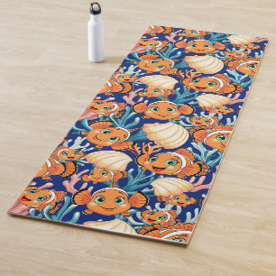 Clown fish Cartoon cute Family Underwater Yoga Mat