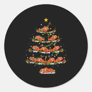 Clown Fish Christmas Tree Lights Funny Clown Fish  Classic Round Sticker