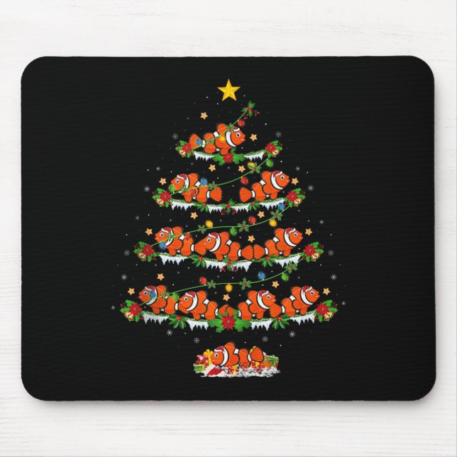 Clown Fish Christmas Tree Lights Funny Clown Fish  Mouse Pad (Front)
