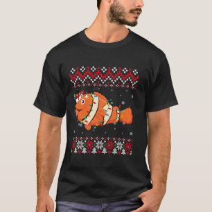 Clown Fish Santa Hat Men Women Kids Ugly Christmas T-Shirt