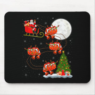 Clown Fish Santa Sleigh Flying Funny Magical Chris Mouse Pad
