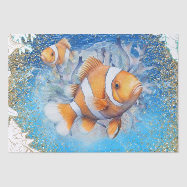 Clown Fish Shell Watercolor Tissue Paper (Front)