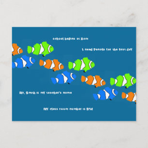 Clown Fish Student Welcome Teacher Photo Card