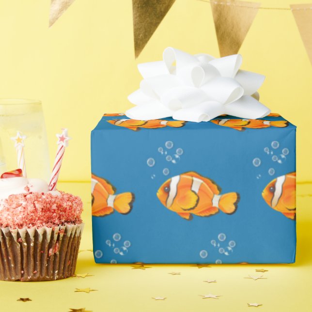 Clown Fish With Bubbles Wrapping Paper (Birthday Party)