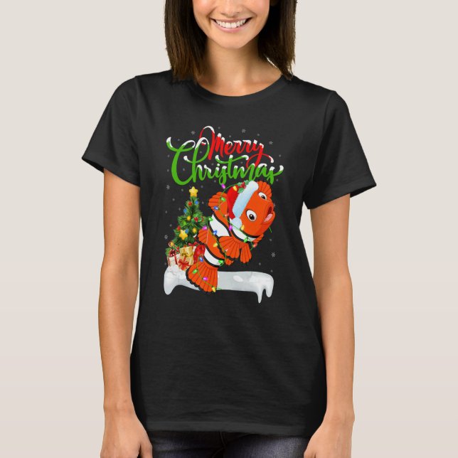 Clown Fish   Xmas Decorations Santa Clown Fish Chr T-Shirt (Front)
