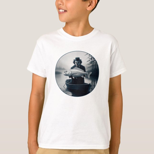 Clown Fisherman Fishing Funny Halloween T-Shirt (Front)