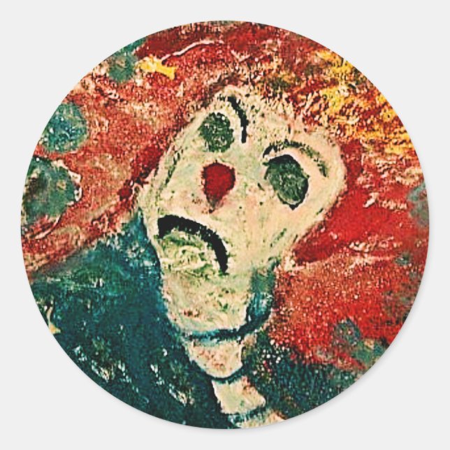 CLOWN FROWN CLASSIC ROUND STICKER (Front)