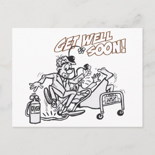 Clown Get Well Colouring Plate Postcard (Front)