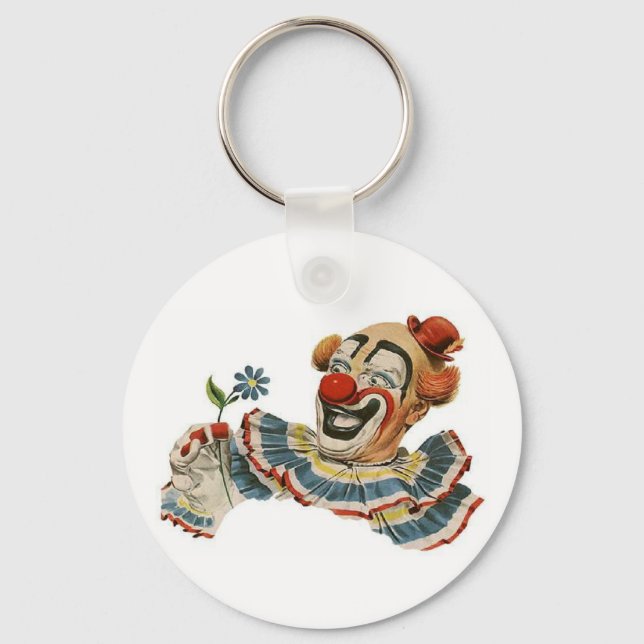Clown Grins at Flower - Keychain (Front)