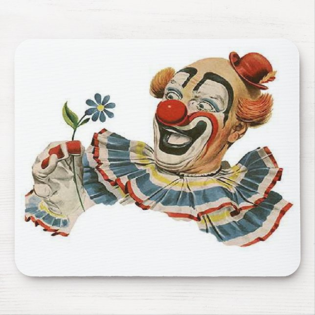 Clown Grins at Flower - Mousepad (Front)