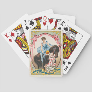 Clown Handing Flowers To A Woman On Horseback Playing Cards