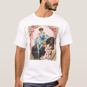 Clown Handing Flowers To A Woman On Horseback T-Shirt