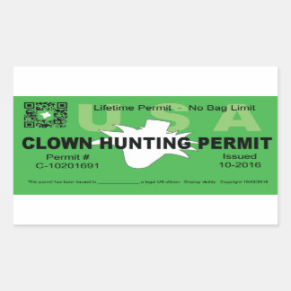 Clown Hunting Permit (Green) (4x) Sticker