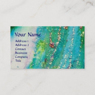 CLOWN IN BLUE / ABSTRACT TEAL GOLD SPARKLES BUSINESS CARD