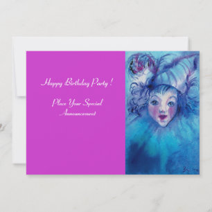 CLOWN IN BLUE INVITATION