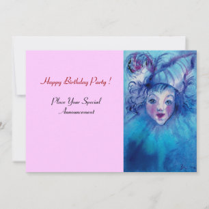 CLOWN IN BLUE INVITATION