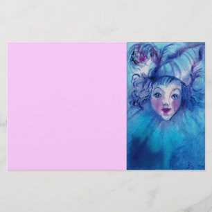 CLOWN IN BLUE ,pink Stationery